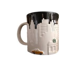 Starbucks New York City Coffee Mug Skyline 2012 Black White Taxi Statue Liberty